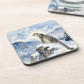 A Snow Leopard on Snowy Peak コースター (左側)