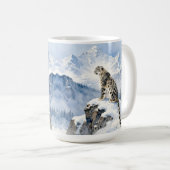 A Snow Leopard on Snowy Peak コーヒーマグカップ (正面右)