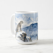 A Snow Leopard on Snowy Peak コーヒーマグカップ (正面左)
