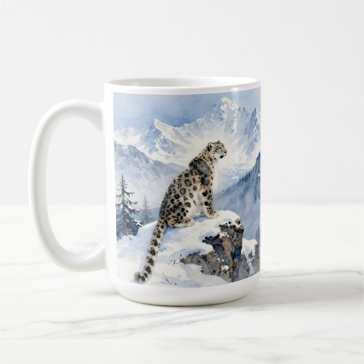 A Snow Leopard on Snowy Peak コーヒーマグカップ (左)