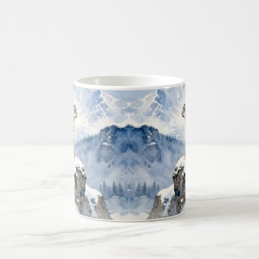 A Snow Leopard on Snowy Peak コーヒーマグカップ (中央)