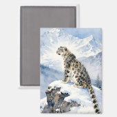 A Snow Leopard on Snowy Peak マグネット (正面/裏面)