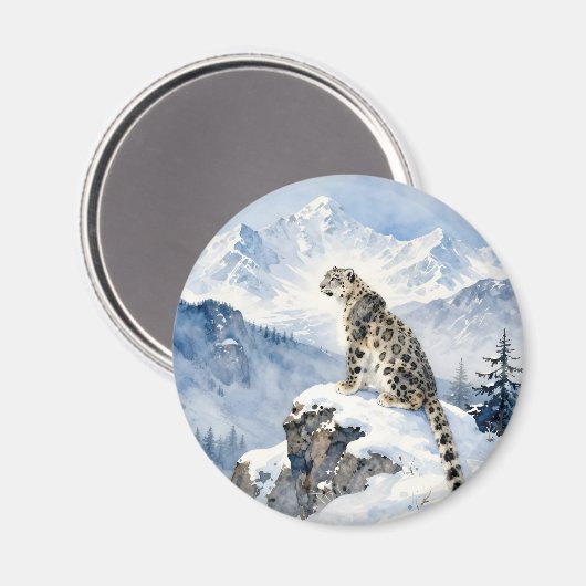 A Snow Leopard on Snowy Peak マグネット (正面/裏面)