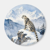 A Snow Leopard on Snowy Peak マグネット (正面)