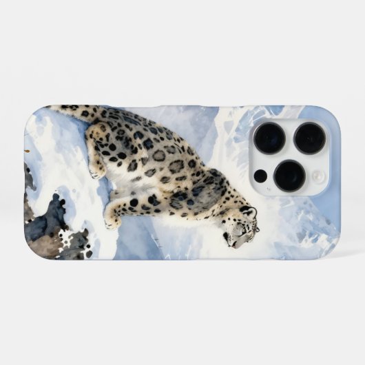 A Snow Leopard on Snowy Peak iPhoneケース (裏面横)