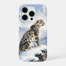 A Snow Leopard on Snowy Peak iPhone 16 Proケース