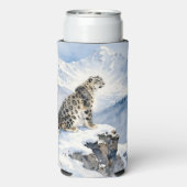 A Snow Leopard on Snowy Peak Personalized スリム缶クーラー (Seltzer裏面)
