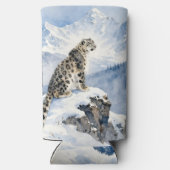 A Snow Leopard on Snowy Peak Personalized スリム缶クーラー (裏面)