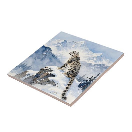 A Snow Leopard on Snowy Peak Personalized タイル (側面)