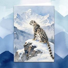 A Snow Leopard Poem and Birthday Wishes カード