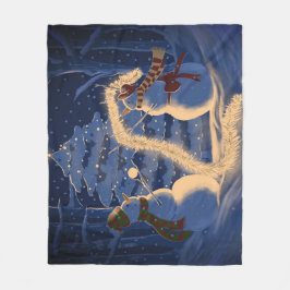 A Snowman Christmas フリースブランケット