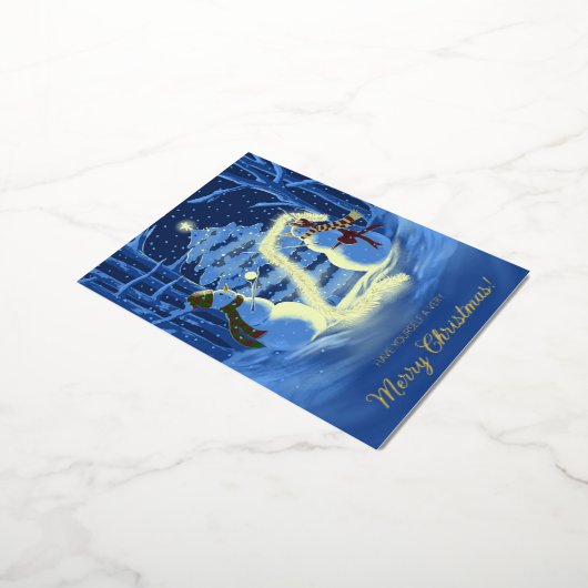 A Snowman Christmas 箔シーズンポストカード (回転した状態)