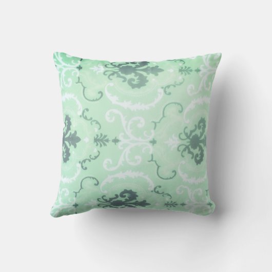 A soft pastel green Throw Pillow クッション (裏面)