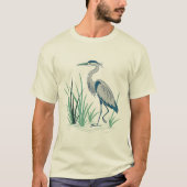A Solitary Heron Standing Gracefully Tシャツ (正面)