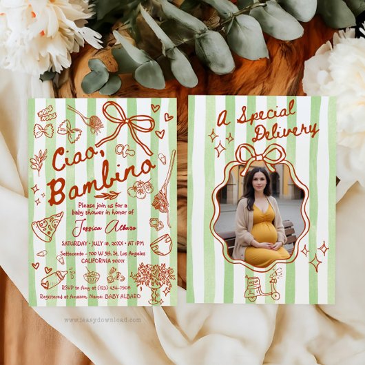 A special Delivery Photo Green Invitation 招待状