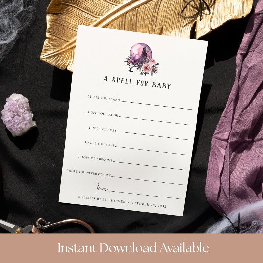 A Spell for Baby Halloween Baby Shower Wishes Card 招待状