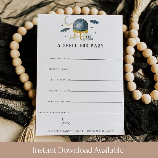 A Spell for Baby Halloween Baby Shower Wishes Card 招待状