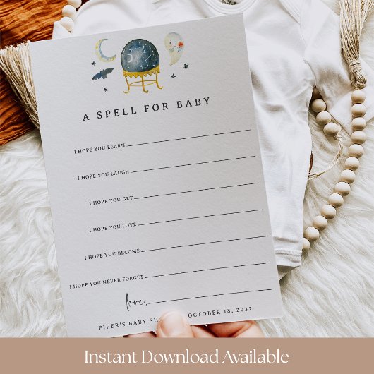 A Spell for Baby Halloween Baby Shower Wishes Card 招待状
