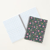 A spiral-bound notebook with a festive pattern ノートブック (内部)