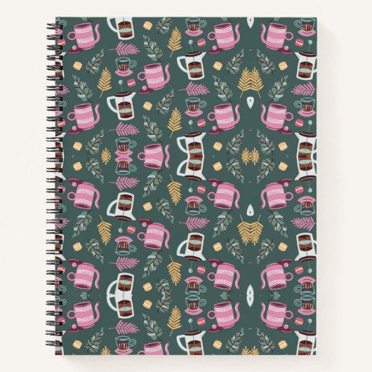A spiral-bound notebook with a festive pattern ノートブック (正面)