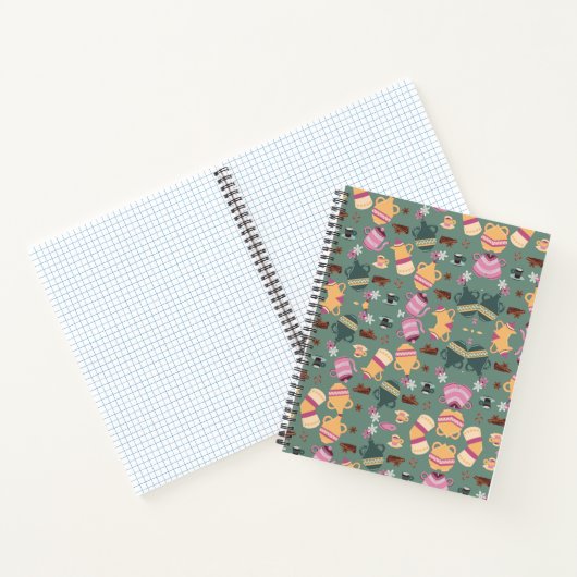 A spiral-bound notebook with a playful pattern ノートブック (内部)