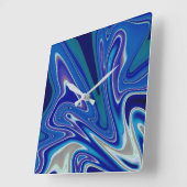 A Splash of Blue スクエア壁時計 (傾斜)