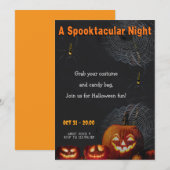 A Spooktacular Night | Pumpkins & Spider Halloween 招待状 (正面/裏面)