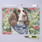 : A Springerスパニエル犬の花のデコページ 薄葉紙 (クラフト)