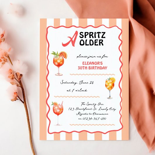 A Spritz Older Any Age Cocktail Birthday Party 招待状