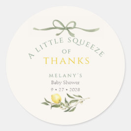 A Squeeze of Thanks Lemon Citrus Baby Shower ラウンドシール