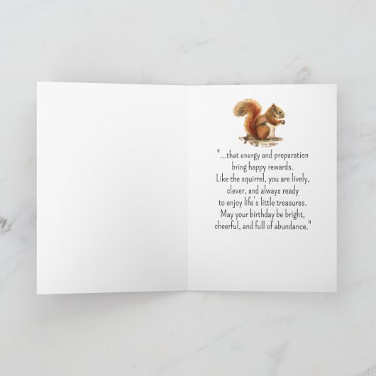 A Squirrel Personality Birthday Fun Animal カード (内部)