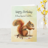 A Squirrel Personality Birthday Fun Animal カード (黄色い花)