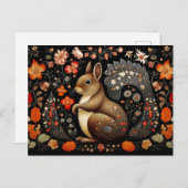 a Squirrel surrounded by flowers in dark colors ポストカード (正面/裏面)