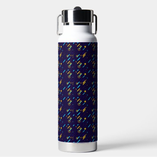 A stainless steel tumbler with a vibrant ウォーターボトル (正面)