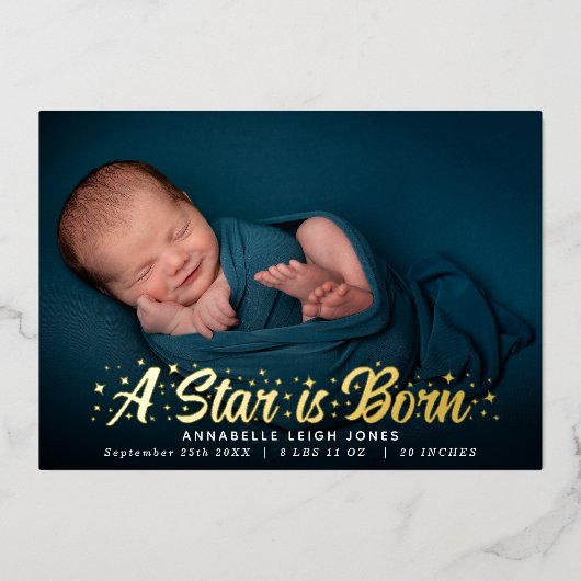 A Star Is生まれ誕生写真告知カード 箔招待状 (正面)