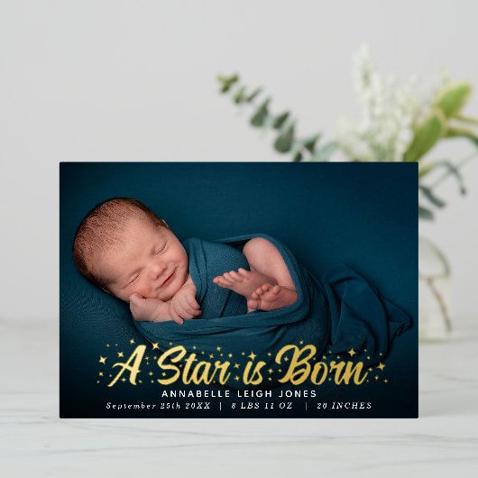 A Star Is生まれ誕生写真告知カード 箔招待状 (立ち正面)
