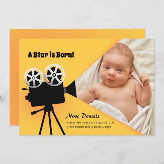 A Star is 生まれ Photo Birth Announcement 案内状 (正面/裏面)