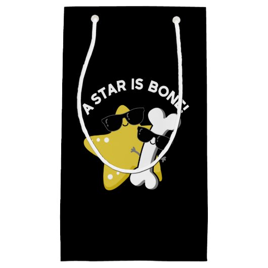 A Star Is Bone おもしろい Movie Title Pun Dark BG スモールペーパーバッグ (正面)