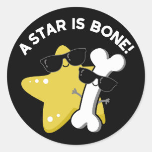 A Star Is Bone おもしろい Movie Title Pun Dark BG ラウンドシール