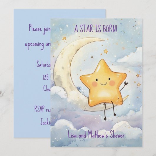 A Star is Born Baby Digital Download Invitation 招待状 (正面/裏面)