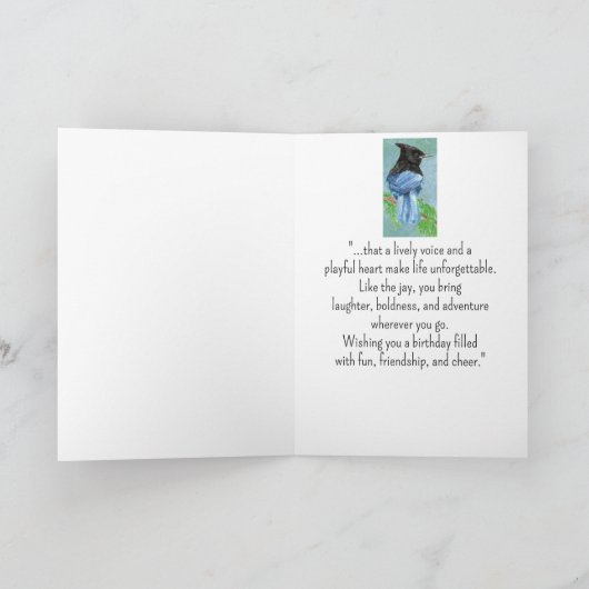 A Stellar Jay Personality Birthday Fun Bird カード (内部)