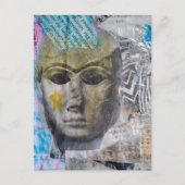 A stone face Abstract Mixed Media Collage ポストカード (正面)