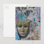 A stone face Abstract Mixed Media Collage ポストカード (正面/裏面)