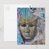 A stone lady face Abstract Mixed Media Collage ポストカード (正面/裏面)