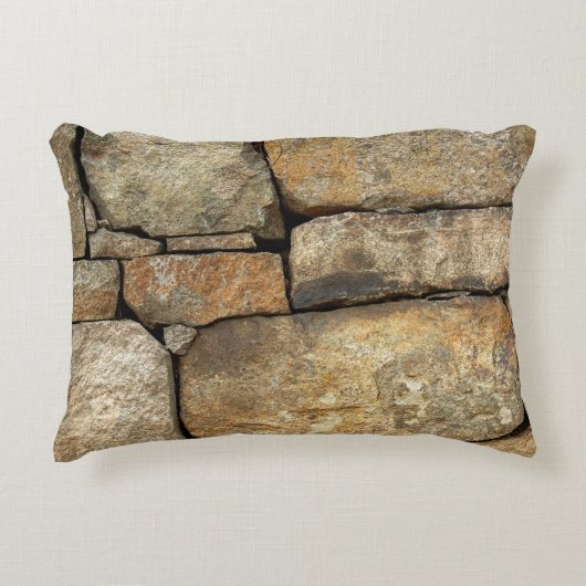 A stone wall made of cobblestones background textu アクセントクッション (正面)
