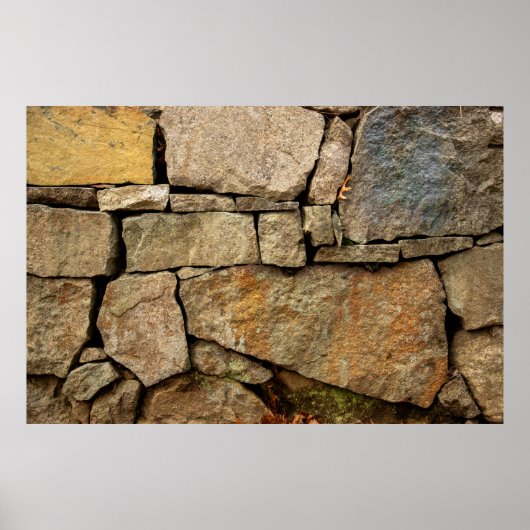 A stone wall made of cobblestones background textu ポスター (正面)