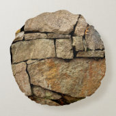 A stone wall made of cobblestones background textu ラウンドクッション (裏面)