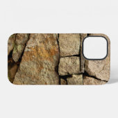 A stone wall made of cobblestones background textu iPhoneケース (裏面横)
