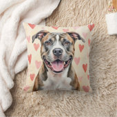 A strong and loving Pitbull dog portrait in soft w クッション (ブランケット)