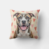 A strong and loving Pitbull dog portrait in soft w クッション (裏面)